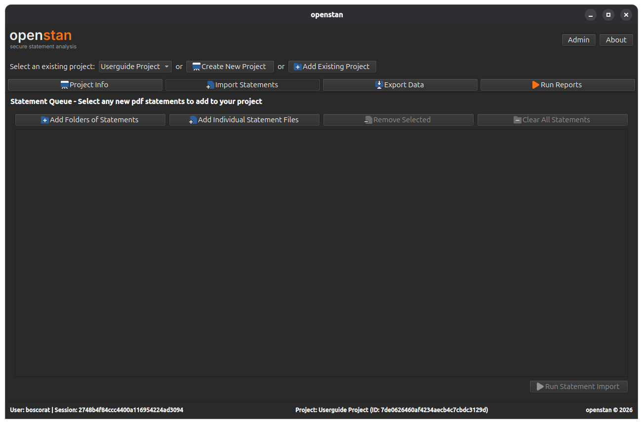 Project selector bar