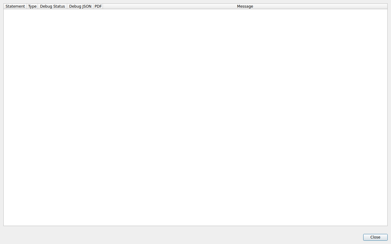 Debug info dialog