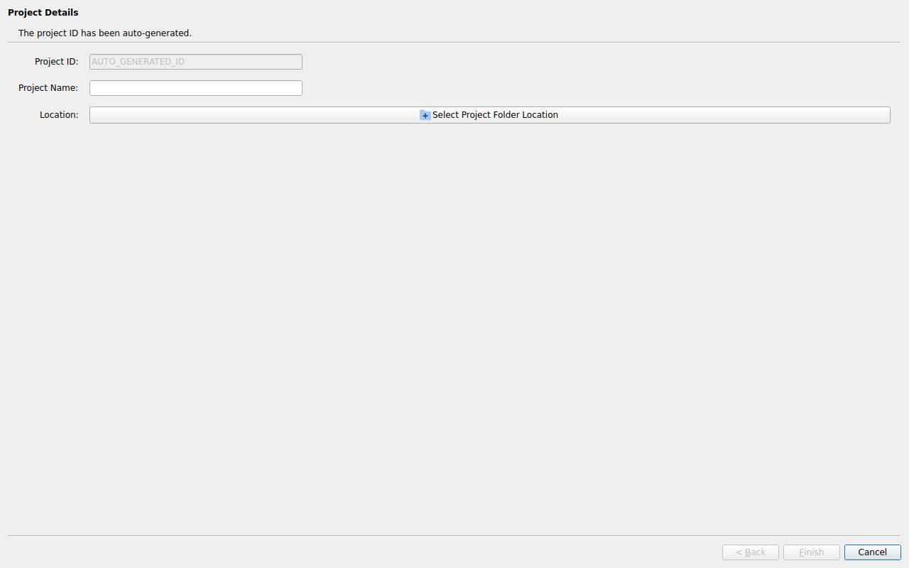 Project creation wizard