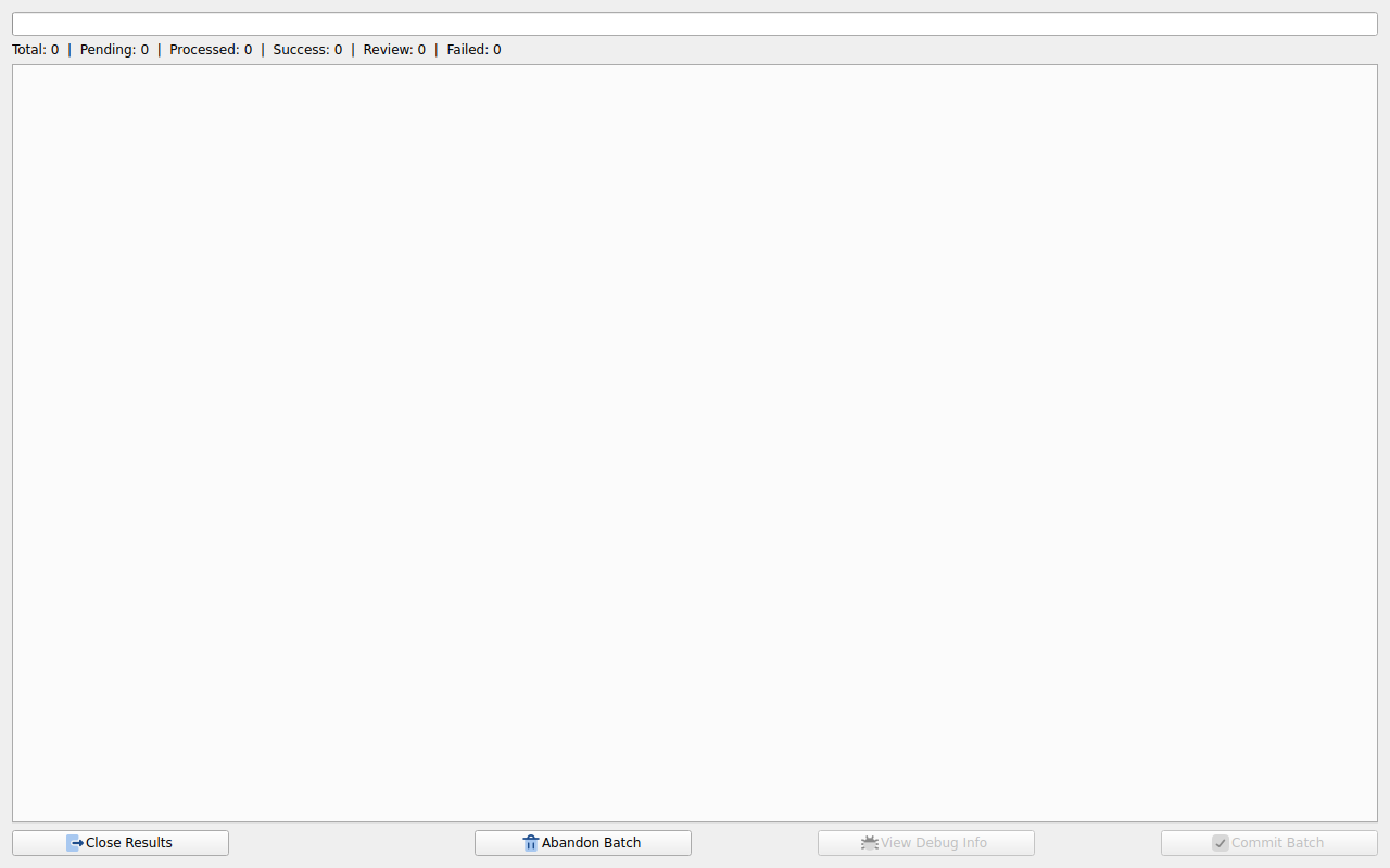 Import results panel